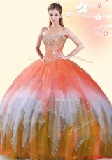 Fashionable Tulle Beaded Sweet 16 Dress in Rainbow Colored