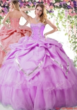 Latest Bubble and Beaded Lilac Quinceanera Dress in Organza