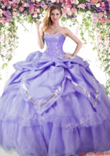 Popular Bubble and Beaded Lavender Sweet 16 Dress in Organza