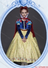 Halloween Pretty A Line Belted and Bowknot Yellow Little Girl Pageant Dress in Printing