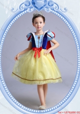 Halloween Sweet Short Sleeves Yellow Bowknot Little Girl Pageant Dress in Organza
