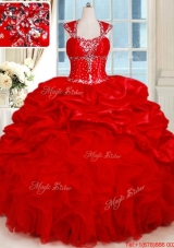 Gorgeous Organza and Taffeta Red Quinceanera Dress with Ruffles and Bubbles