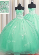 Hot Sale Zipper Up Turquoise Quinceanera Dress with Appliques and Beading