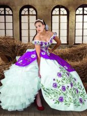 Charming Taffeta Sleeveless Floor Length Sweet 16 Quinceanera Dress and Embroidery and Ruffled Layers