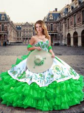 Ball Gowns Sweet 16 Dresses Green Sweetheart Organza and Taffeta Sleeveless Floor Length Lace Up