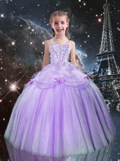 Floor Length Ball Gowns Sleeveless Lilac Kids Formal Wear Lace Up