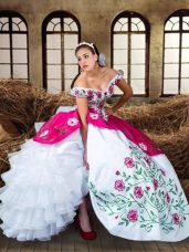 Off The Shoulder Sleeveless Lace Up Quinceanera Dresses Multi-color Chiffon