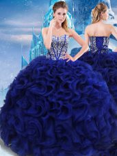 Popular Royal Blue Sweetheart Lace Up Beading Quinceanera Dress Sleeveless