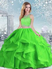 Extravagant Organza Clasp Handle Quinceanera Gowns Sleeveless Floor Length Beading and Ruffles