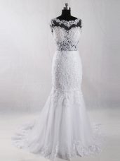 Custom Fit Tulle Sleeveless Wedding Dresses Court Train and Lace