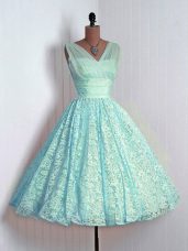 Gorgeous Lace Sleeveless Mini Length Damas Dress and Lace