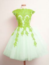 Lace Up Bridesmaid Dresses Appliques Sleeveless Mini Length