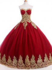 Deluxe Wine Red Ball Gowns Organza and Taffeta and Chiffon Sweetheart Sleeveless Ruffles and Sequins Floor Length Lace Up Sweet 16 Dress