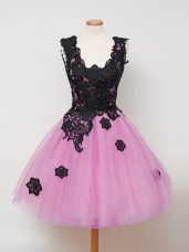 Wonderful Lilac Wedding Party Dress Prom and Party and Wedding Party with Lace Straps Sleeveless Zipper