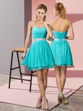 Trendy Sweetheart Sleeveless Lace Up Homecoming Dress Online Aqua Blue Chiffon