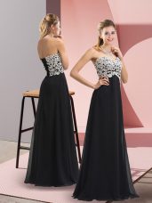 Black Lace Up Sweetheart Lace Dress for Prom Chiffon Sleeveless