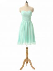 Excellent Sweetheart Sleeveless Chiffon Quinceanera Court of Honor Dress Ruching Lace Up