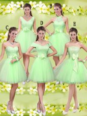 Top Selling Tulle Lace Up Sweetheart Sleeveless Knee Length Bridesmaid Dresses Lace and Belt