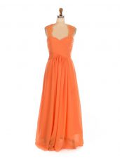 Floor Length Empire Sleeveless Orange Red Wedding Guest Dresses Lace Up