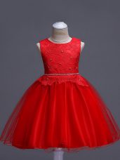 High End Sleeveless Lace Zipper Pageant Gowns For Girls