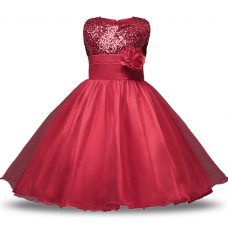 Wonderful Wine Red Zipper Scoop Bowknot and Belt and Hand Made Flower Flower Girl Dresses Organza and Sequined Sleeveless