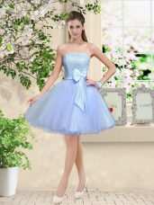 Traditional Knee Length Lavender Quinceanera Dama Dress Off The Shoulder Sleeveless Lace Up