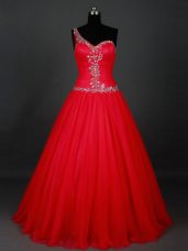 Sleeveless Zipper Floor Length Beading Prom Dress