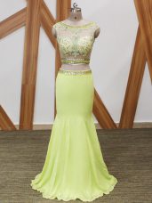 Sleeveless Zipper Floor Length Beading and Lace and Appliques Prom Evening Gown