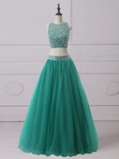 New Style Green Homecoming Dress Prom and Party and Military Ball with Beading Scoop Sleeveless Zipper