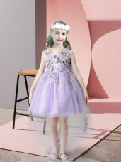 Modern Lavender Sleeveless Tulle Zipper Flower Girl Dresses for Wedding Party