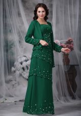 Fashionable Sleeveless Chiffon Floor Length Zipper Mother of Groom Dress in Green with Beading