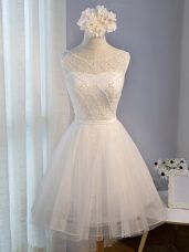 Admirable Scoop Sleeveless Lace Up Custom Made White Tulle