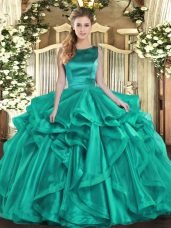 Floor Length Ball Gowns Sleeveless Turquoise 15 Quinceanera Dress Lace Up
