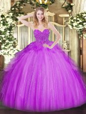Sweet Sleeveless Lace Up Floor Length Lace Ball Gown Prom Dress