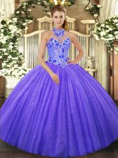 Pretty Tulle Sleeveless Ball Gown Prom Dress and Beading and Embroidery