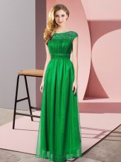 Simple Empire Casual Dresses Dark Green Scoop Tulle Sleeveless Floor Length Zipper