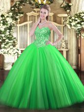 Affordable Sleeveless Lace Up Floor Length Appliques Ball Gown Prom Dress