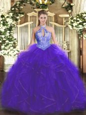 Sleeveless Ruffles and Sequins Lace Up Quinceanera Gowns