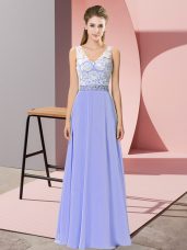 Clearance Floor Length Empire Sleeveless Lavender Party Dress Wholesale Backless