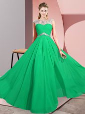 Sophisticated Chiffon Sleeveless Floor Length Party Dress for Girls and Beading