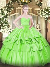 Glittering Organza Sleeveless Floor Length Sweet 16 Dress and Beading and Lace and Ruffled Layers