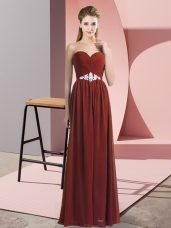 Suitable Sleeveless Lace Up Floor Length Beading Dress for Prom