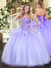 Artistic Organza Sleeveless Floor Length Quinceanera Gowns and Appliques