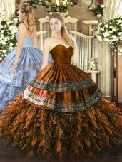 Sleeveless Embroidery and Ruffles Zipper Quinceanera Dress