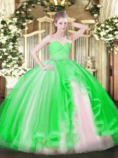 New Style Floor Length Green Sweet 16 Quinceanera Dress Sweetheart Sleeveless Zipper