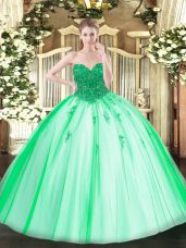 Stylish Turquoise Sweetheart Lace Up Beading 15 Quinceanera Dress Sleeveless