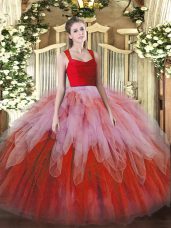 Spectacular Multi-color Straps Zipper Ruffles Ball Gown Prom Dress Sleeveless