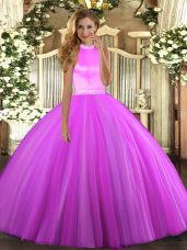 Beading Quinceanera Gowns Rose Pink and Lilac Backless Sleeveless Floor Length