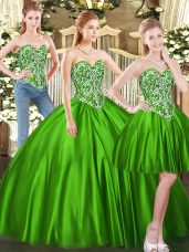 Custom Design Tulle Sleeveless Floor Length 15th Birthday Dress and Beading