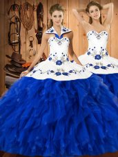 Sleeveless Embroidery and Ruffles Lace Up Quinceanera Dress
